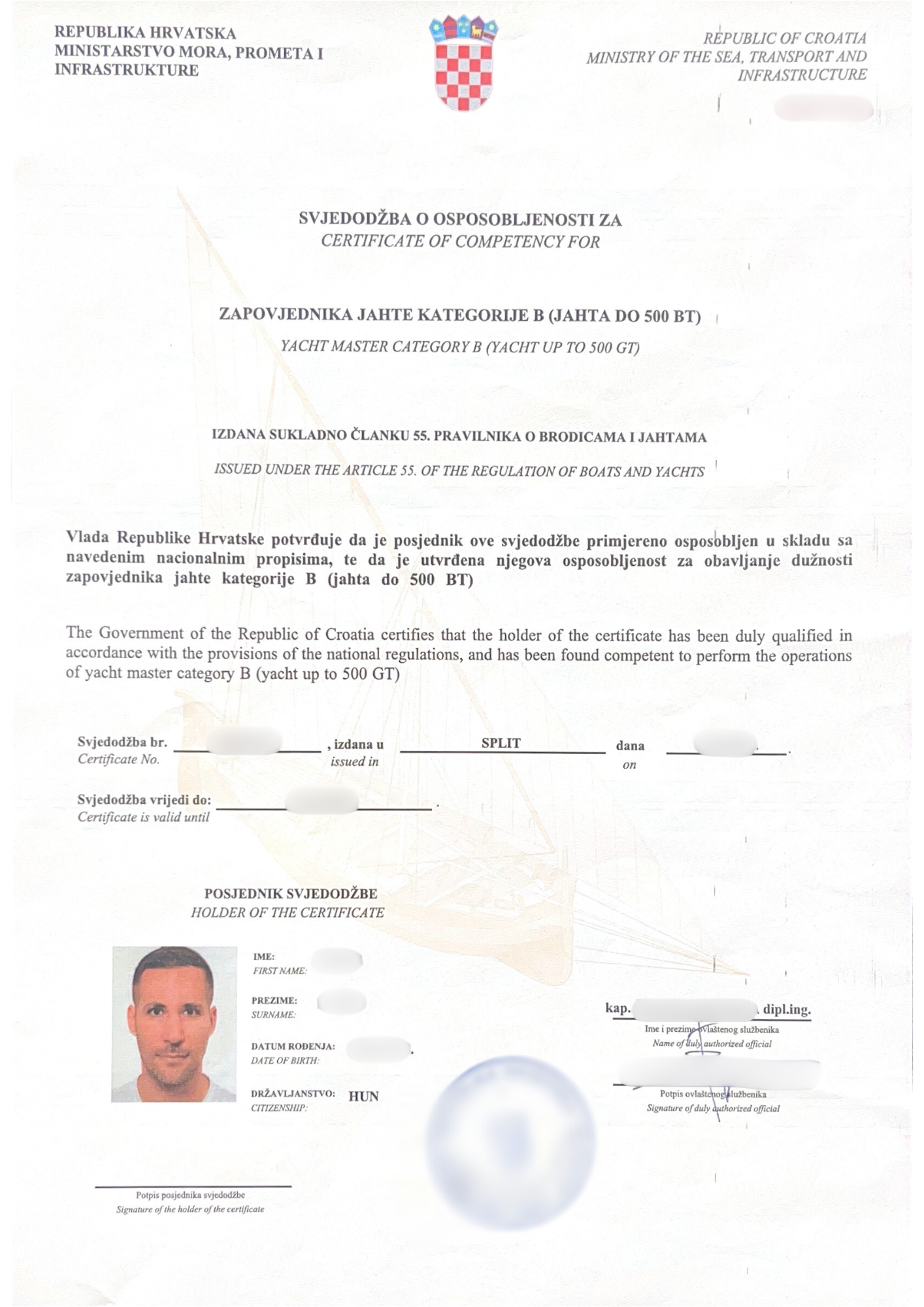 „Yacht Master B” Hajóvezetői Tanfolyam